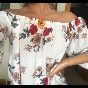 Off the shoulder floral blouse